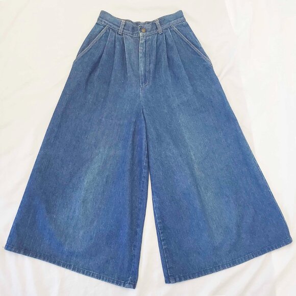 James River Traders Womens Vtg 80s High Rise Denim Gaucho Culottes Jeans Pants - Picture 2 of 11